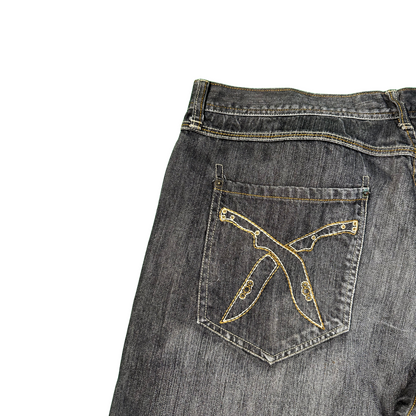 Denim Jort Embroidered