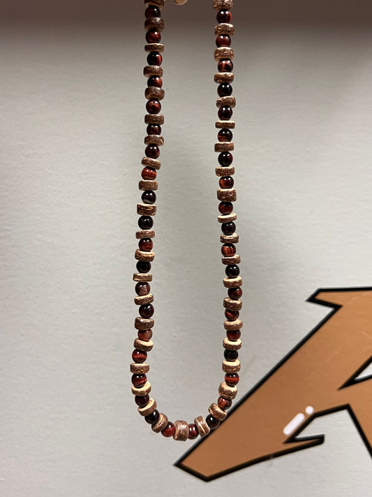 Red tiger eye wood necklace