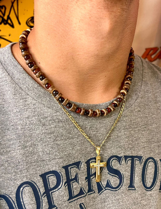 Red tiger eye wood necklace