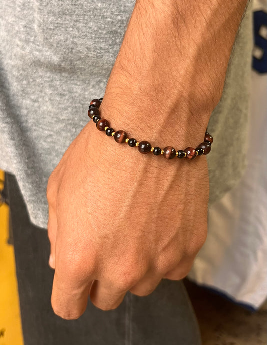 Onyx Red Tiger Eye Bracelet
