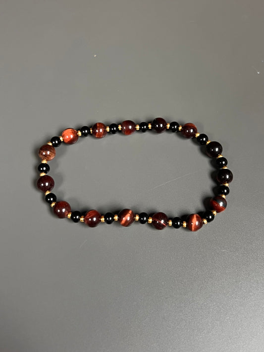 Onyx Red Tiger Eye Bracelet
